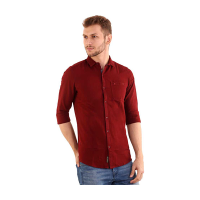 Men Solid Casual Spread Shirt